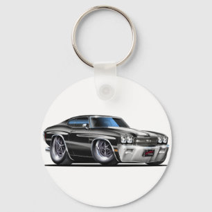 1970 Chevelle Black-White Car Key Ring