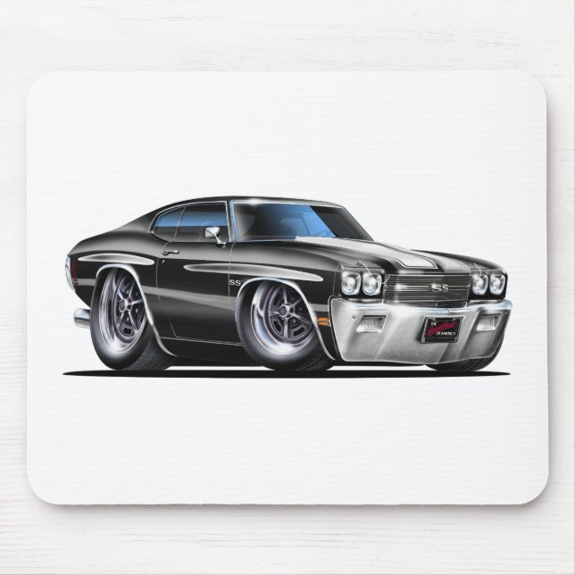 1970 Chevelle Black-White Car Mouse Mat (Front)