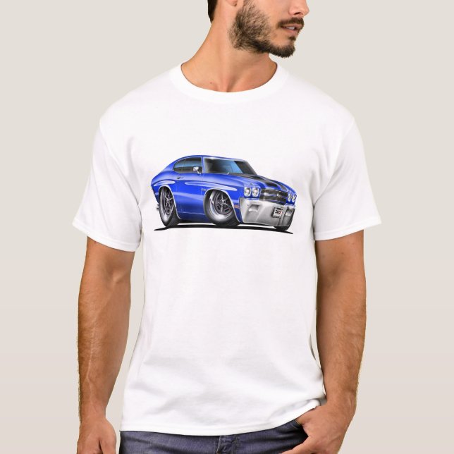 1970 Chevelle Blue-Black Car T-Shirt (Front)