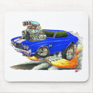 1970 Chevelle Blue-White Car Mouse Mat