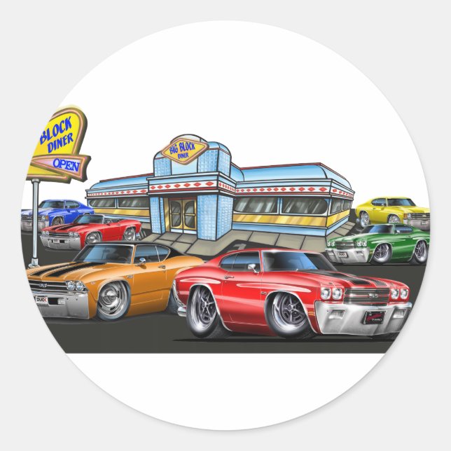 1970 Chevelle Diner Classic Round Sticker (Front)