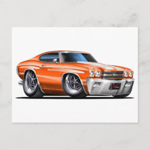 1970 Chevelle Orange-White Car Postcard
