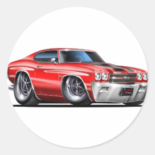 1970 Chevelle Red-Black Car Classic Round Sticker