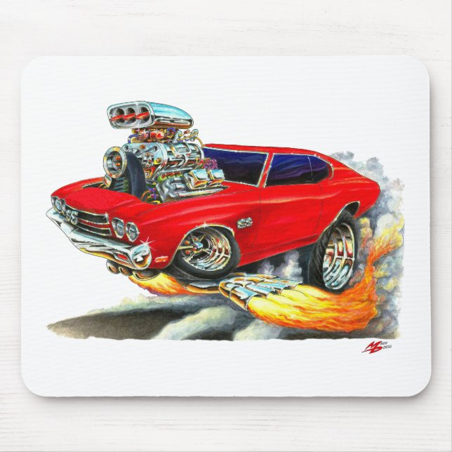 1970 Chevelle Red Car Mouse Mat (Front)