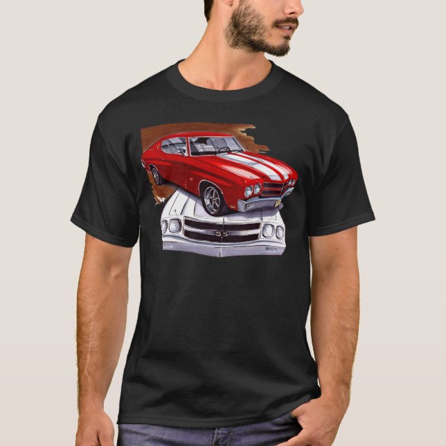 1970 Chevelle Red-White Car T-Shirt (Front)