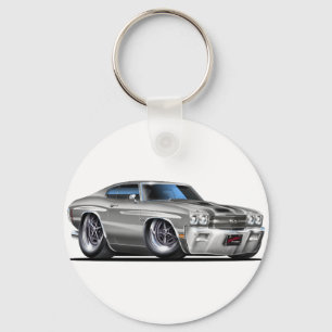 1970 Chevelle Silver-Black Car Key Ring