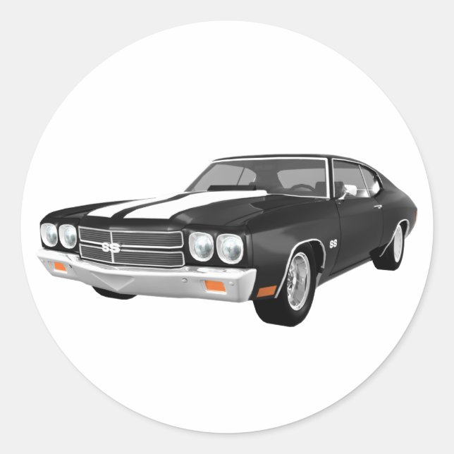 1970 Chevelle SS: Black Finish: Classic Round Sticker (Front)