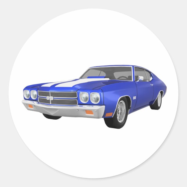 1970 Chevelle SS: Blue Finish: Classic Round Sticker (Front)