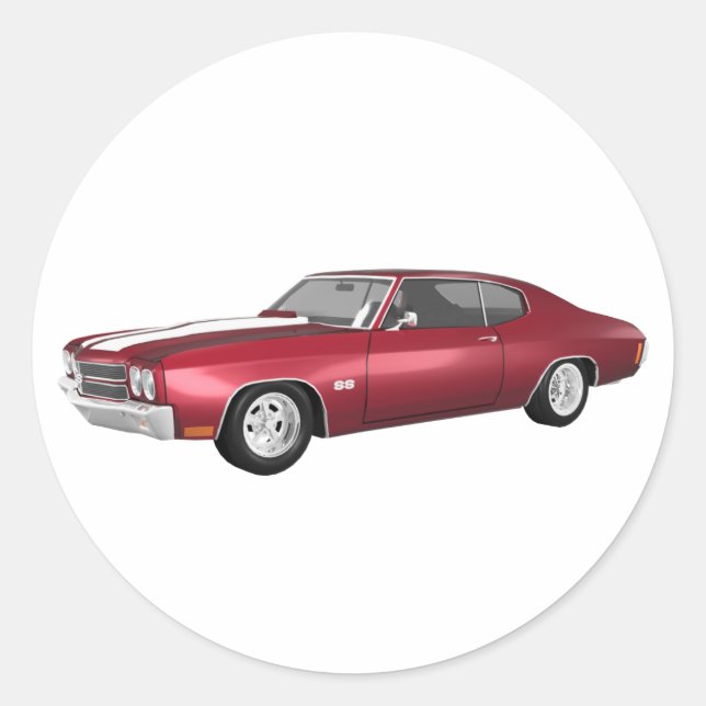 1970 Chevelle SS: Candy Apple Finish: Classic Round Sticker (Front)