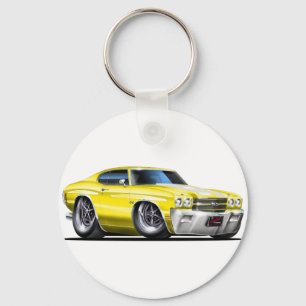 1970 Chevelle Yellow-White Car Key Ring