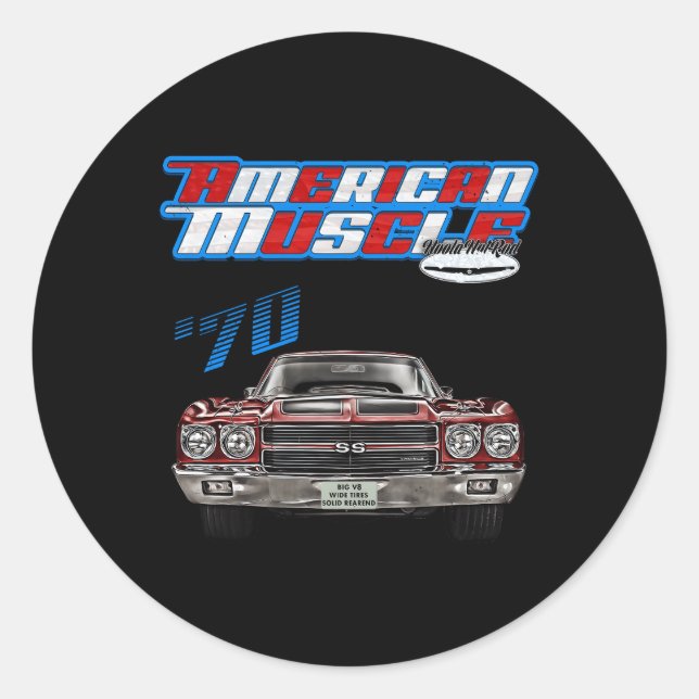 1970 Chevellemuscle Carss454Ss427Ss396Hotroddrag R Classic Round Sticker (Front)