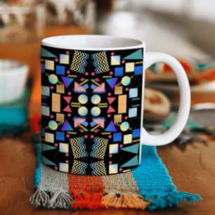 1970 colorful Geometric vintage pattern decorative Mug