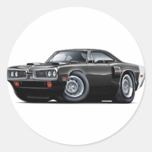 1970 Coronet RT Black-White Car Classic Round Sticker