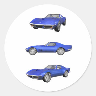 1970 Corvette: Blue Finish: Classic Round Sticker
