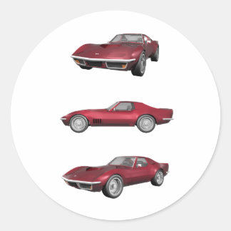 1970 Corvette: Candy Apple Finish: Classic Round Sticker