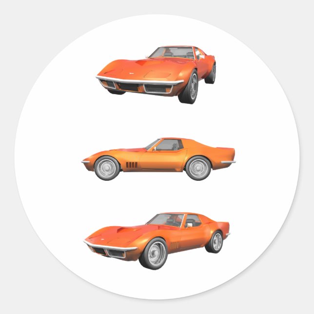 1970 Corvette: Orange Finish Classic Round Sticker (Front)