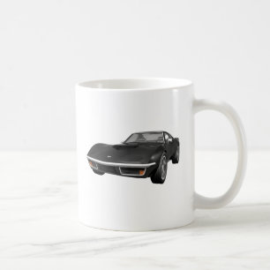 1970 Corvette Sports Car: Black Finish Coffee Mug