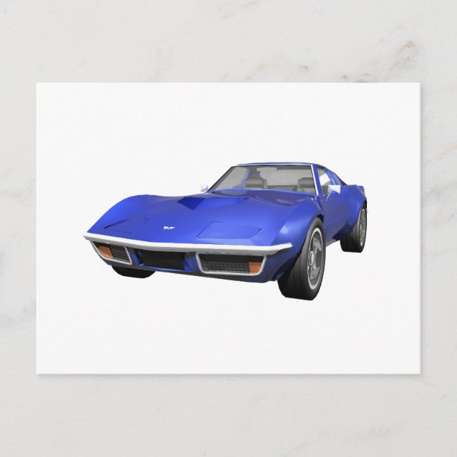 1970 Corvette Sports Car: Blue Finish Postcard (Front)