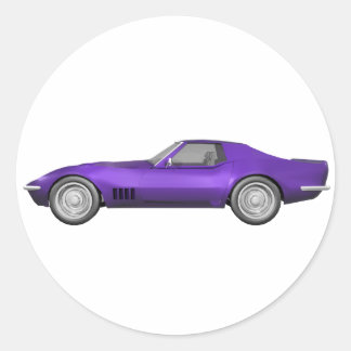 1970 Corvette Sports Car: Purple Finish: Classic Round Sticker