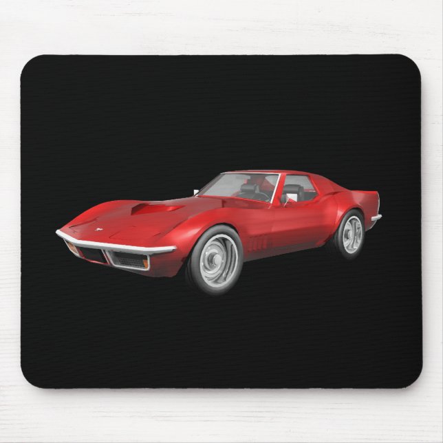 1970 Corvette Sports Car: Red Finish Mouse Mat (Front)