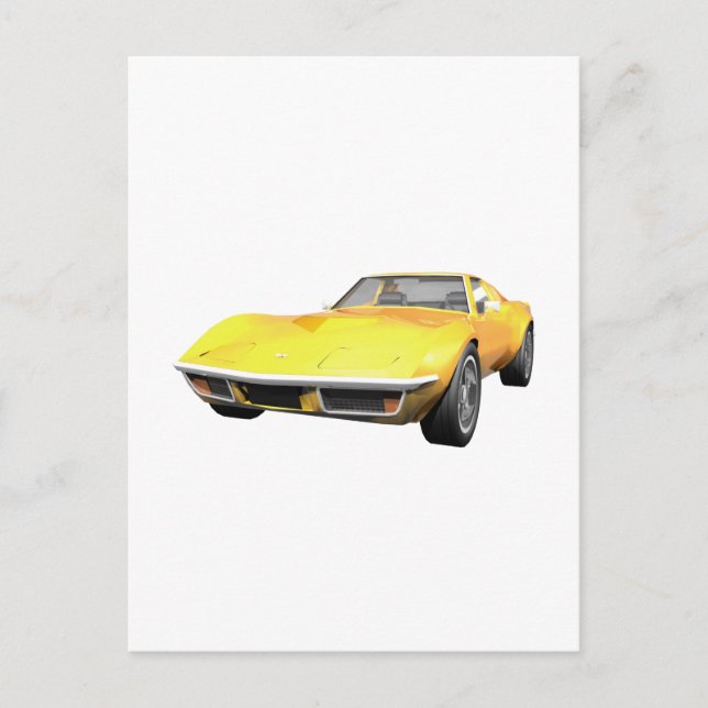 1970 Corvette Sports Car: Yellow Finish Postcard (Front)