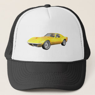 1970 Corvette Sports Car: Yellow Finish Trucker Hat