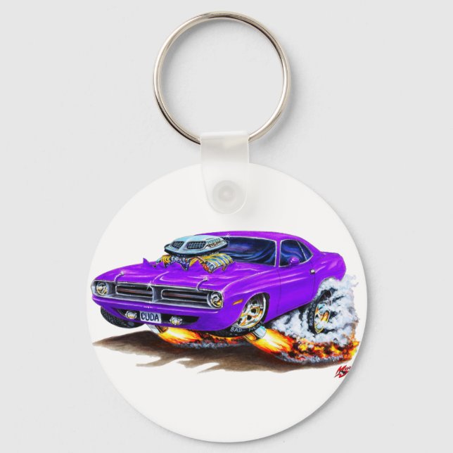 1970 Cuda Purple Car Key Ring (Front)