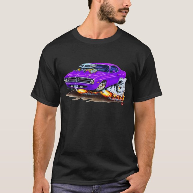 1970 Cuda Purple Car T-Shirt (Front)