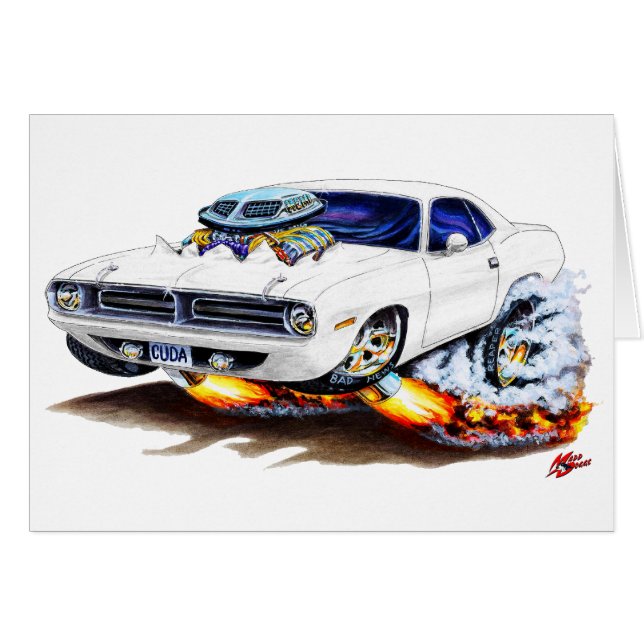 1970 Cuda White Car (Front Horizontal)