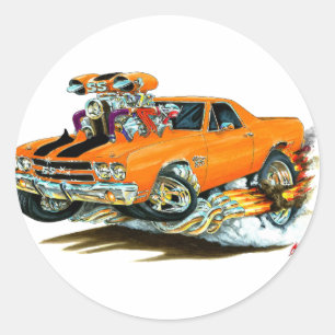 1970 El Camino Orange-Black Truck Classic Round Sticker