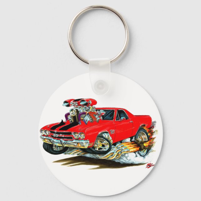 1970 El Camino Red-Black Truck Key Ring (Front)