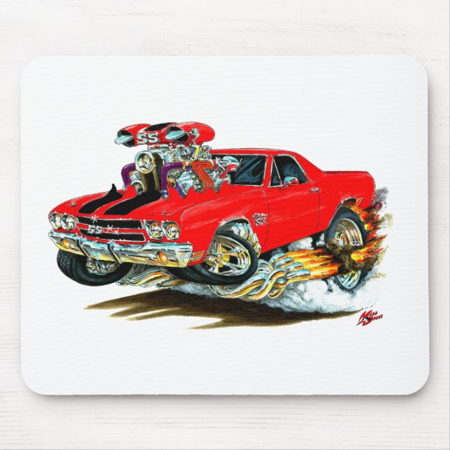 1970 El Camino Red-Black Truck Mouse Mat (Front)