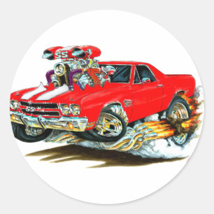 1970 El Camino Red-White Truck Classic Round Sticker