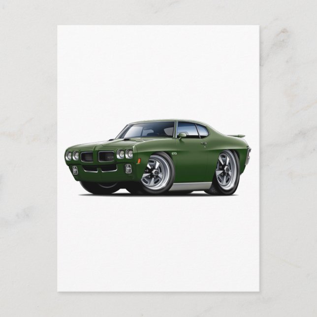 1970 GTO Dark Green Car Postcard (Front)