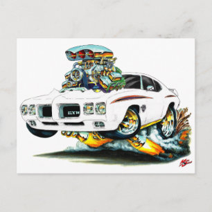 1970 GTO Judge White Car Postcard