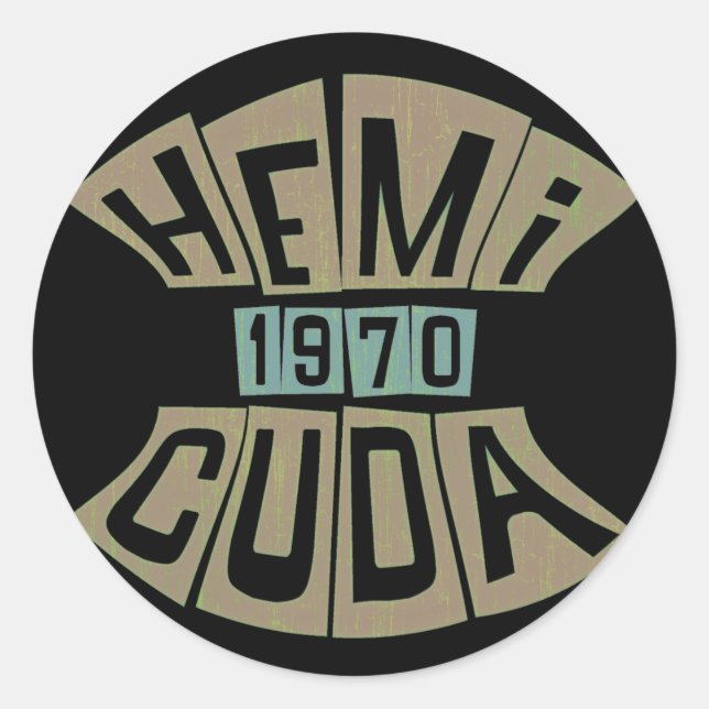 1970 HEMI CUDA CLASSIC ROUND STICKER (Front)