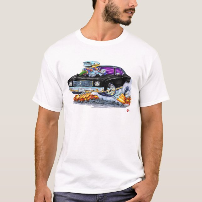 1970 Monte Carlo Black Car T-Shirt (Front)