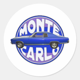 1970 monte carlo midnight blue classic round sticker