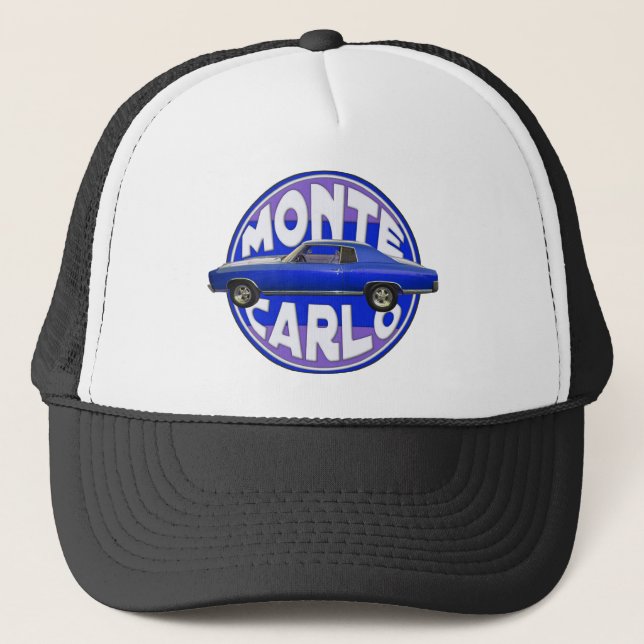 1970 monte carlo midnight blue trucker hat (Front)