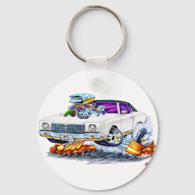 1970 Monte Carlo White Car Key Ring (Front)