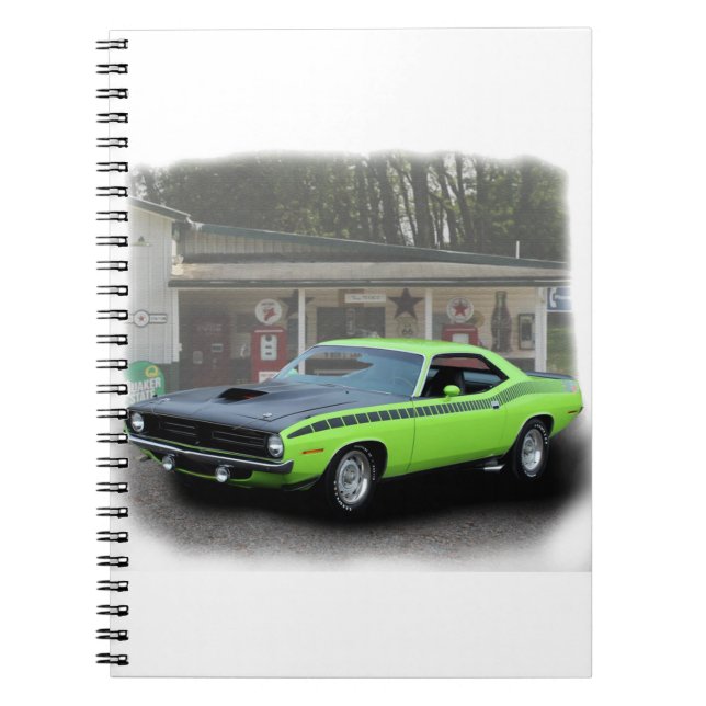 1970 Plymouth AAR Cuda in  filling statio series Notebook (Front)