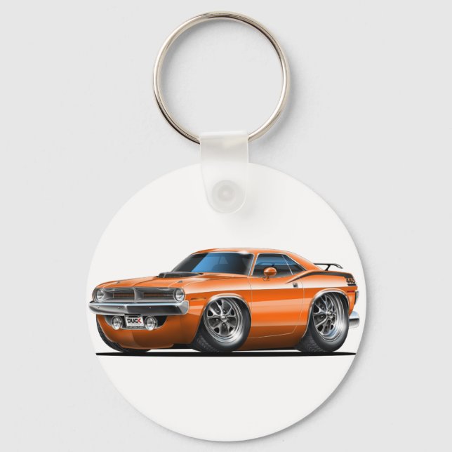 1970 Plymouth Cuda Orange Car Key Ring (Front)