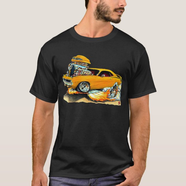 1970 Plymouth Cuda Orange Car T-Shirt (Front)