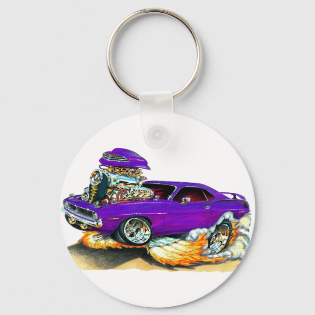 1970 Plymouth Cuda Purple Car Key Ring (Front)
