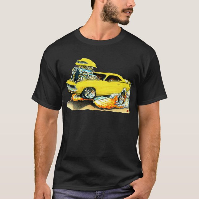 1970 Plymouth Cuda Yellow Car T-Shirt (Front)