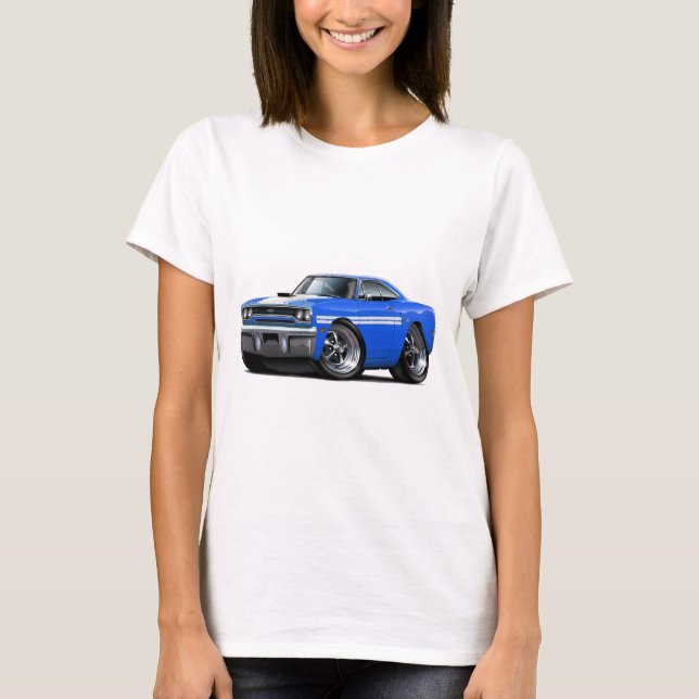 1970 Plymouth GTX Blue-White Car T-Shirt (Front)