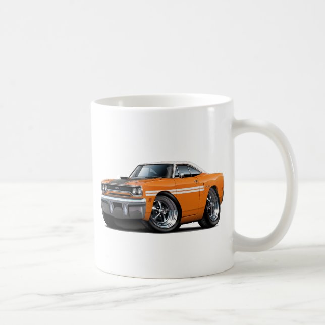 1970 Plymouth GTX Orange-White Top Car Coffee Mug (Right)