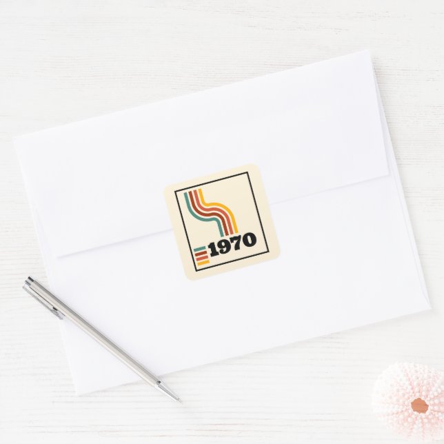 1970 Retro Vintage Poster Birthday or Reunion Square Sticker (Envelope)