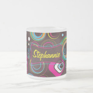 1970’s Retro Circle Frosted Glass Coffee Mug Cup