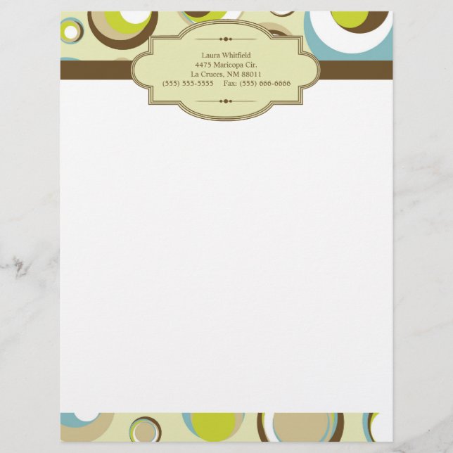 1970’s Retro Circle Pattern Letterhead Stationery (Front)